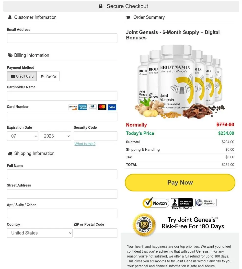 Biodynamix Joint Genesis  - Order Page